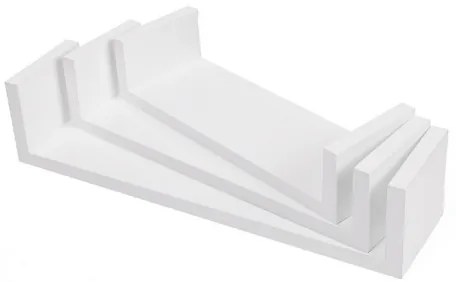 Set de 3 polițe de perete SHELFY, albe