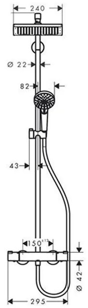 Coloana dus cu baterie si termostat Hansgrohe, Crometta E 240, crom