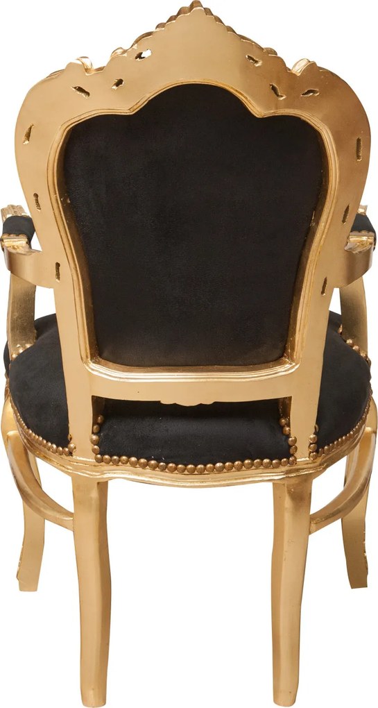 Fotoliu stil francez Ludovic al XVI-lea din lemn masiv de fag, negru, foita de aur