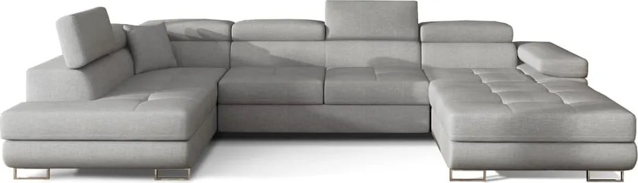 Colțar gri deschis extensibil/cu spațiu de depozitare (cu colț pe partea stângă/în formă de "U") Rodrigo – ELTAP