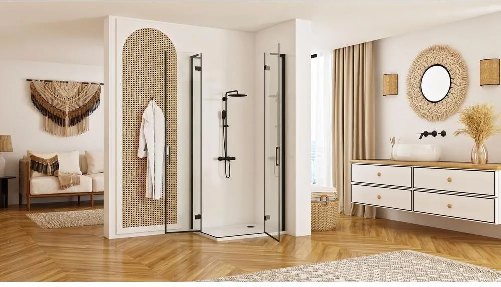 Cabina dus REA Hugo Double 100x100 cm negru