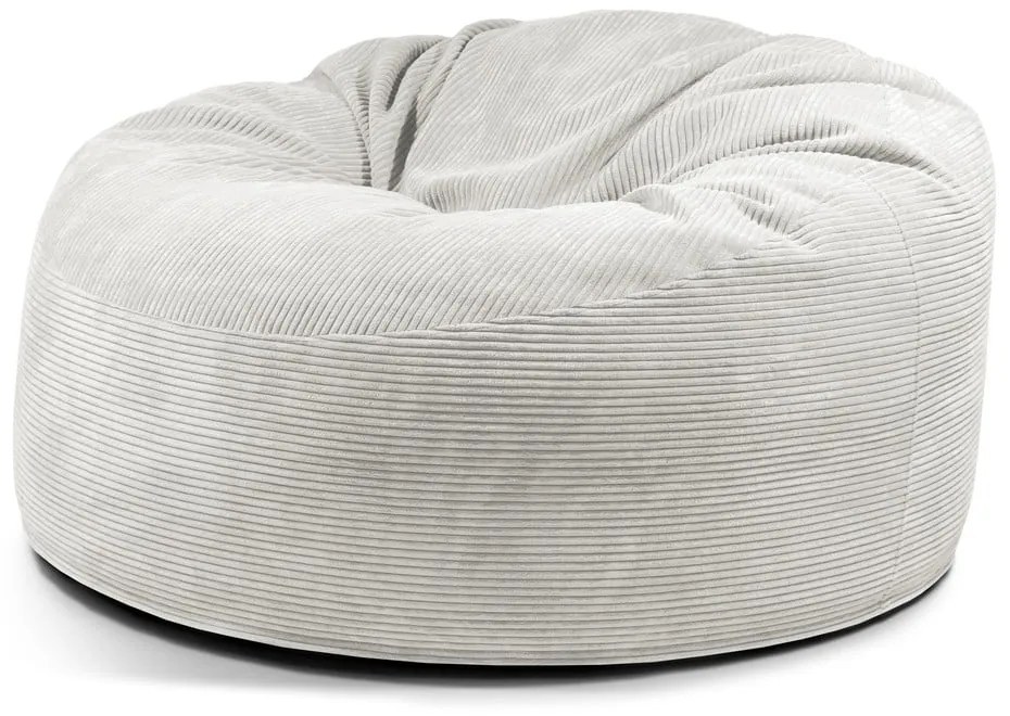 Fotoliu bean bag crem cu tapițerie din catifea reiată Om 135 – SLOWDOWN