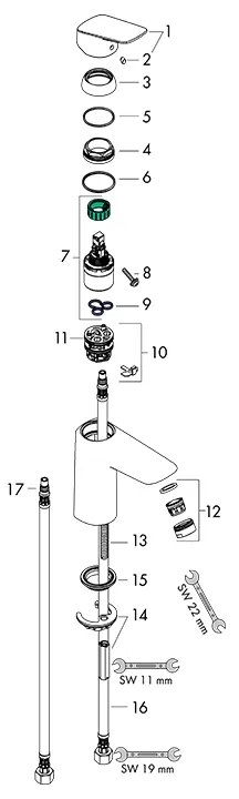 Baterie lavoar Hansgrohe, Logis 100, crom