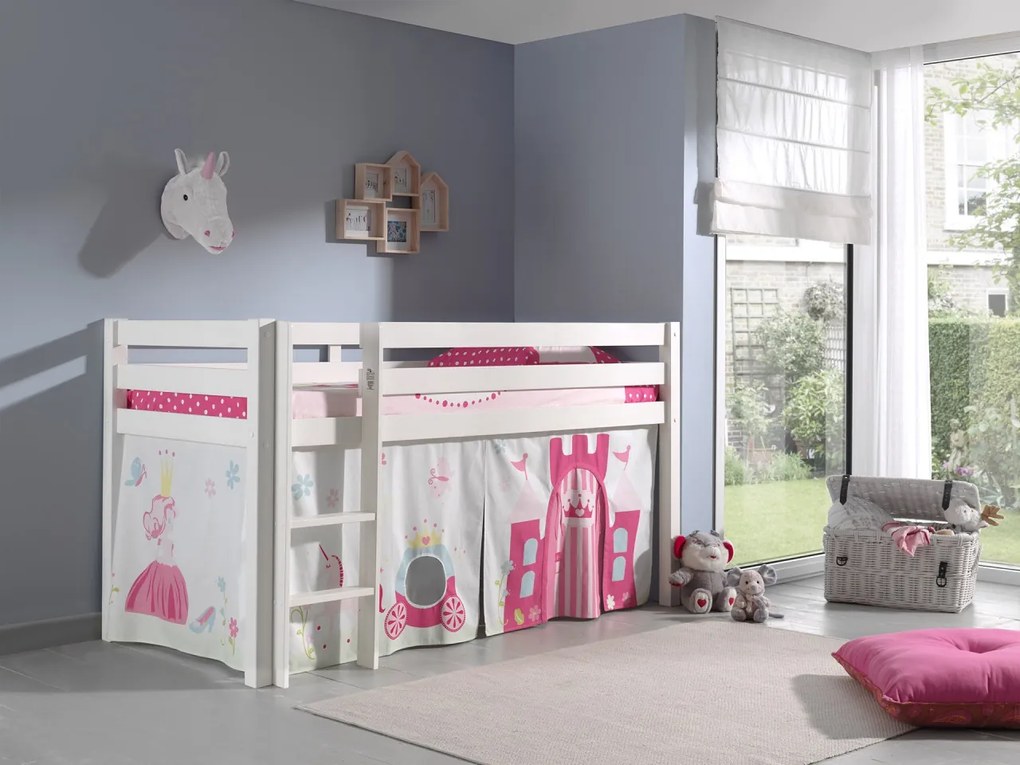 Perdea de joacă cu tema PRINCESS pentru pat semi-supraetajat pentru copii PINO, roz – Vipack
