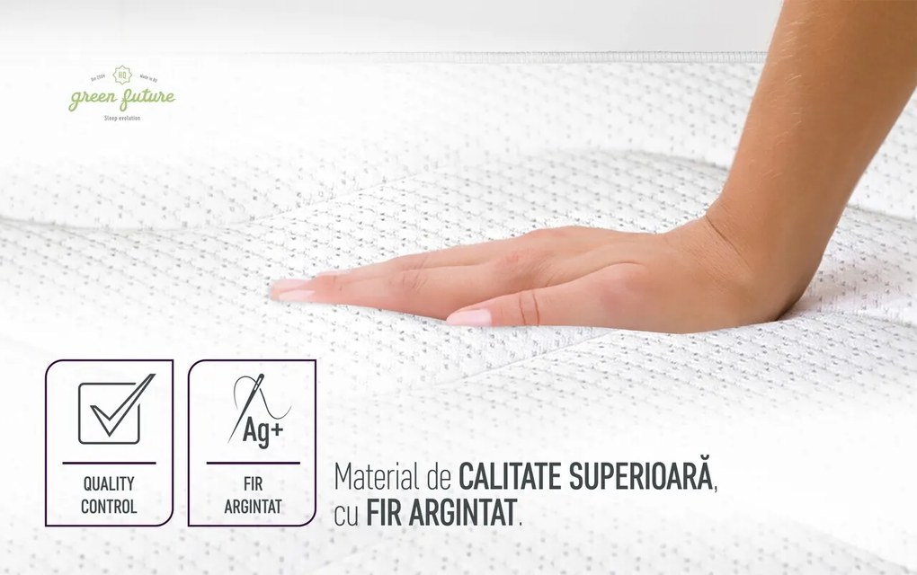 Saltea Argentum Healthguard Memory 12+3+4, 200x200 cm, H 21 cm, Ortopedica, Anatomica, Husa cu ioni de argint, Ventilatie 3D