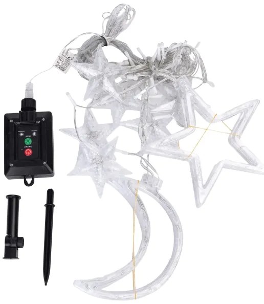 Aigostar - Ghirlandă solară LED de Crăciun, 120 LED, 8 funcții, 3 x 0,6 m, 500 mAh, IP65, alb rece