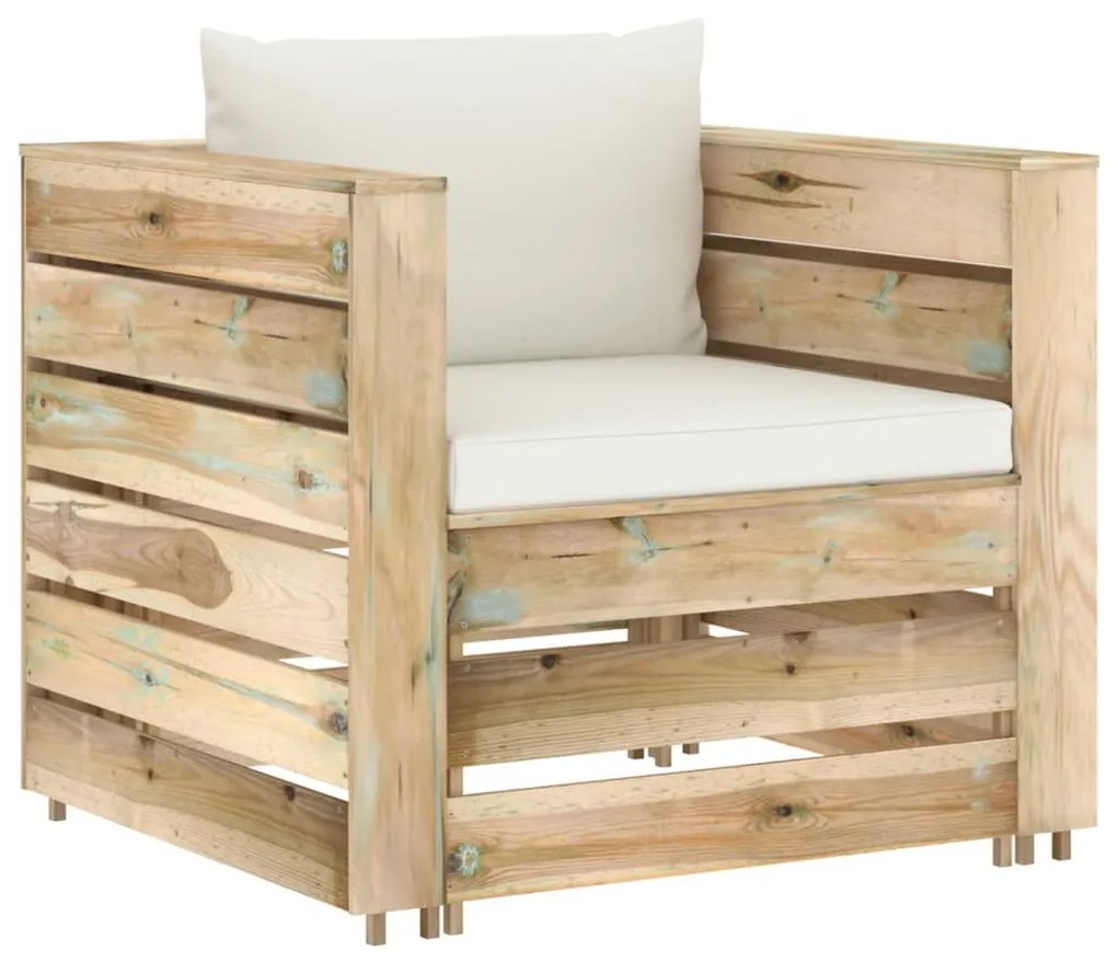 3074533 vidaXL Set mobilier de grădină cu perne, 2 piese, lemn verde tratat