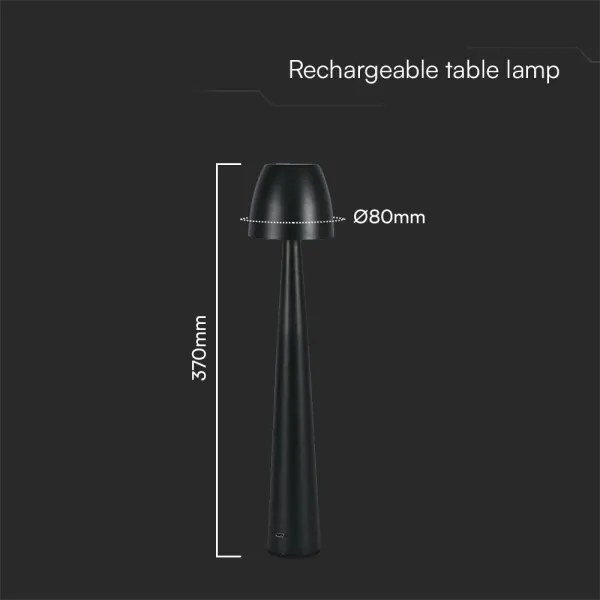 Lampă LED tactilă reîncărcabilă dimabilă de masă LED/3W/5V 3000-6000K negru