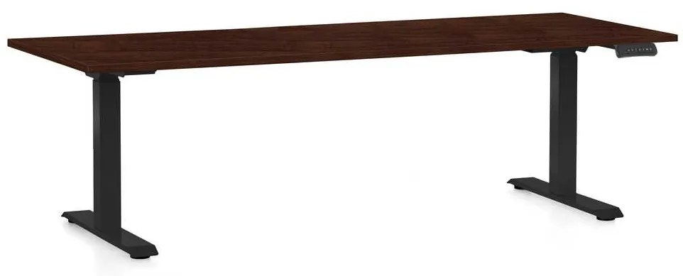 Masă înălțime reglabilă OfficeTech C, 200 x 80 cm, picioare negre, wenge
