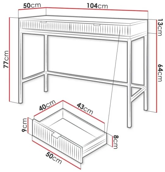 Măsuță laterală NOVA 77x104 cm alb/negru