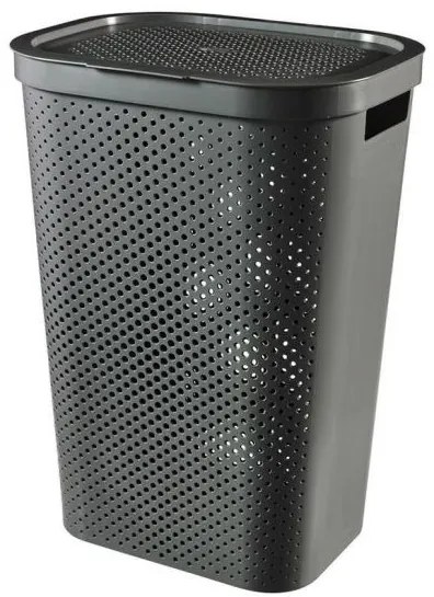 Cos rufe, 2 manere, capac, plastic, antracit, 60 L, 44x35x60 cm, Infinity Recycled, Curver