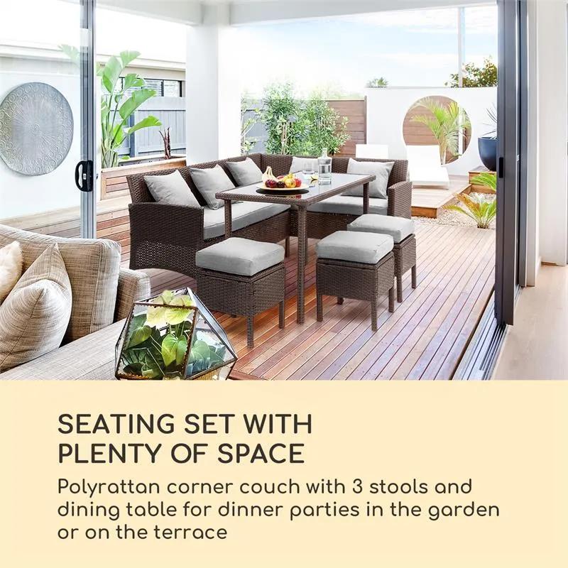 Titania Dining Lounge, set de grădină, maro / gri deschis