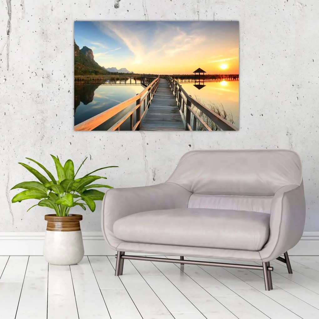 Tablou ponton din lemn (90x60 cm)