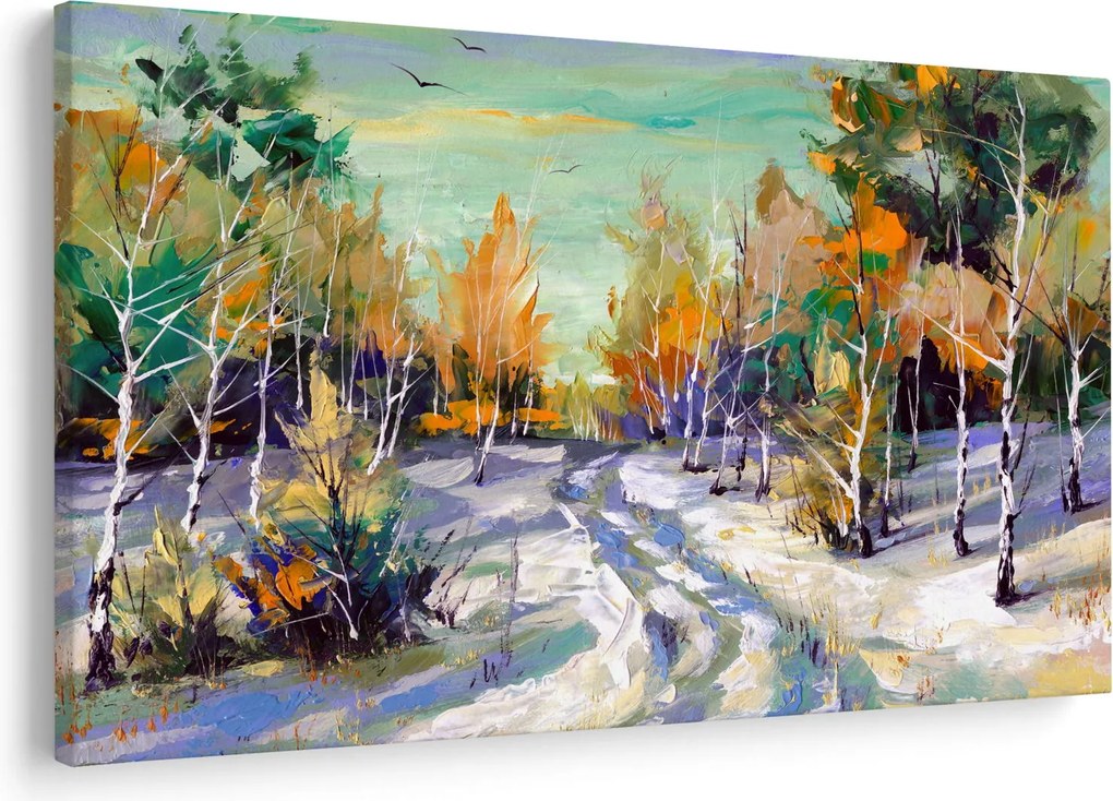 Tablou - Drum înzăpezit prin pădure (90x60 cm)