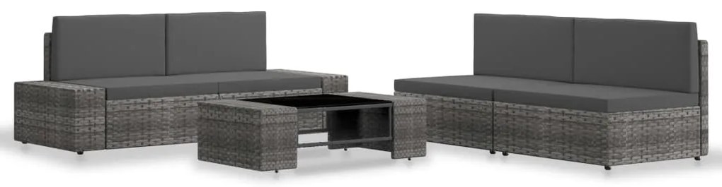 vidaXL Set mobilier de grădină, 5 piese, gri, poliratan