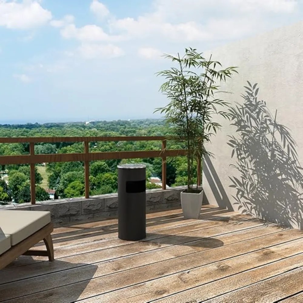 Scrumieră cu coș de gunoi SMOKE, 60,5x24,5 cm, negru SongmicsHome