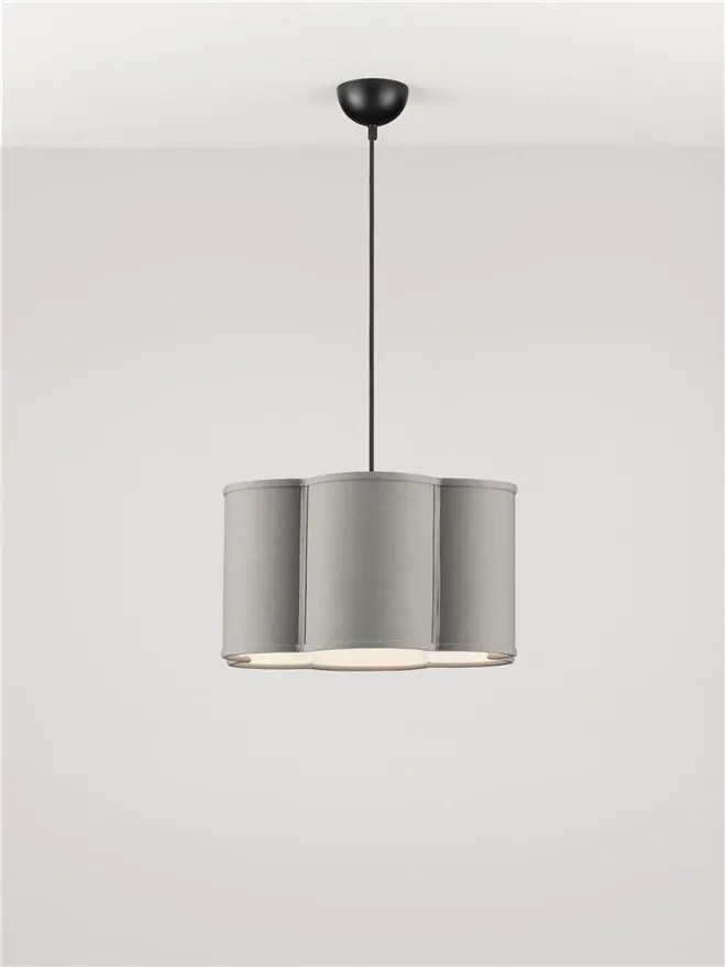 Lustra suspendata cu abajur textil gri BLOOSY