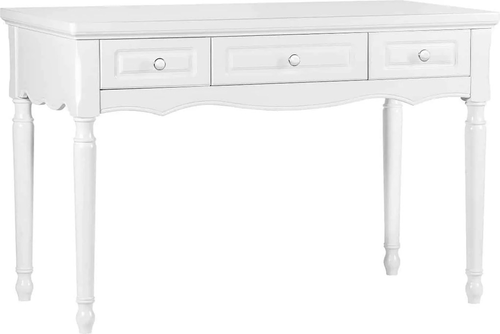 Birou lemn masiv alb Elizabeth, 120 × 60 × 79 cm