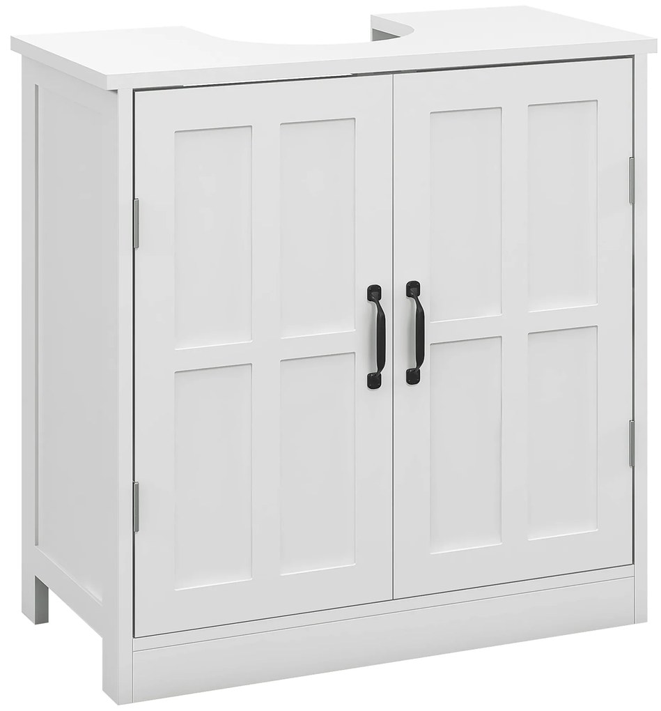kleankin Mobilier sub lavabou pentru baie mobilier sub chiuvetă cu dublă ușă și raft reglabil, 60x30x60cm, alb | Aosom Romania