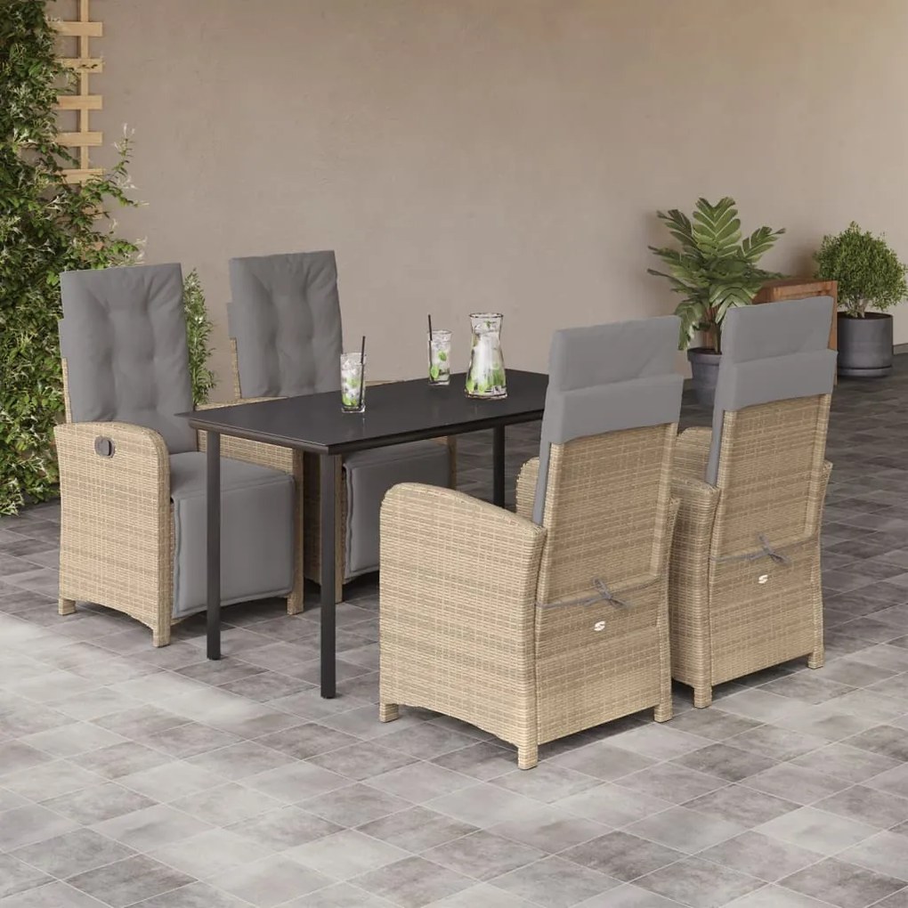 vidaXL Set mobilier de grădină cu perne, 5 piese, bej, poliratan