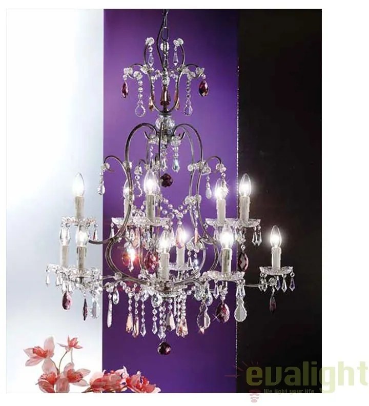 Candelabru LUX super elegant cristal cu 11 brate Verona antik-silber LU 2370/5+5+1 OR