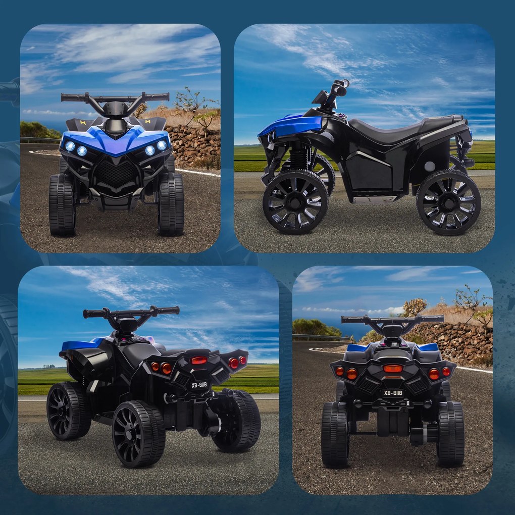 AIYAPLAY ATV pentru Copii 6V, Mașinuță Electrică cu 4 Roți cu Muzică și Faruri LED, pentru Vârstele 3-8 Ani Băieți și Fete, Albastru | Aosom Romania