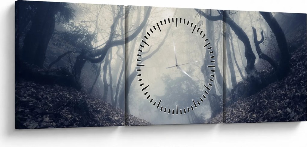 Tablou - Pădurea în ceață (cu ceas) (90x30 cm)
