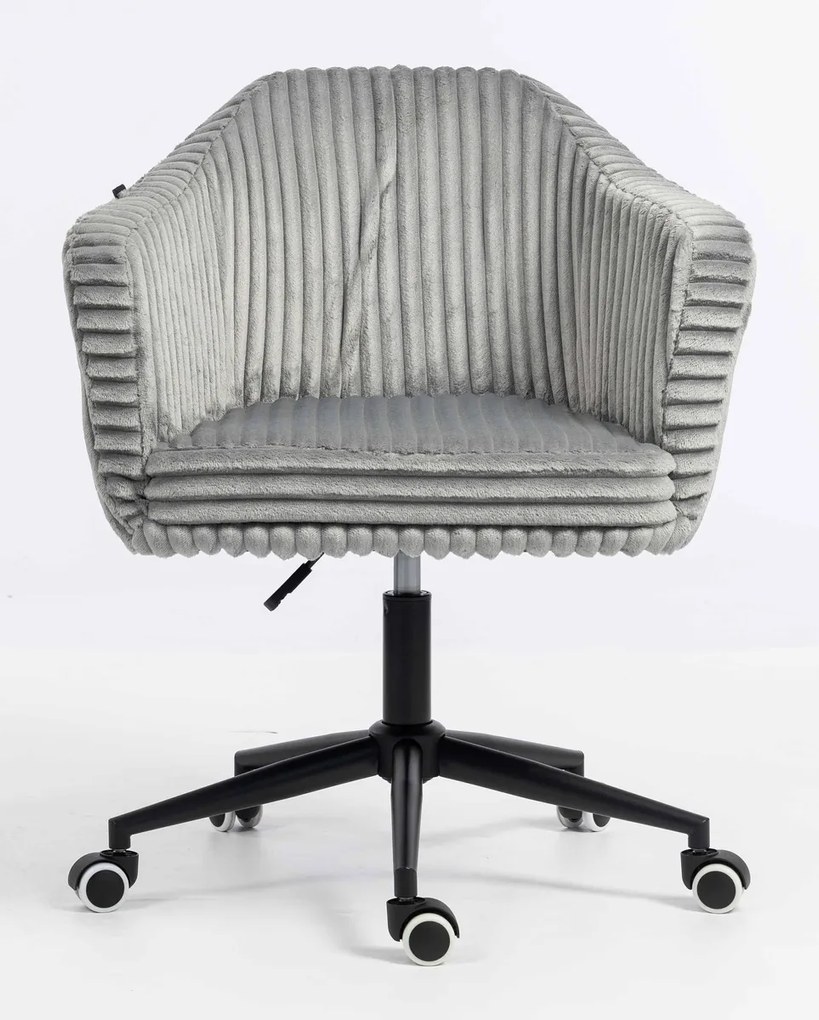 HR832K Scaun Gri Teddy Cord cu Bază Neagră