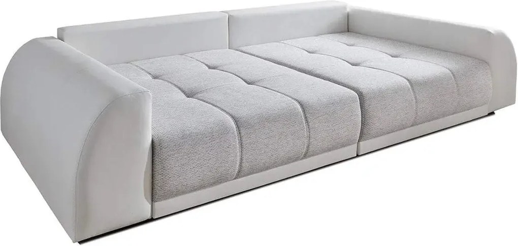 Canapea extensibilă dumonde cu 2 lăzi de depozitare si sezut confortabil din spuma high-density, Verona Loft White 310x100 cm