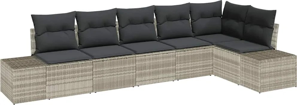 vidaXL Set de canapele pentru grădină 6 pcs Gri deschis poliratan