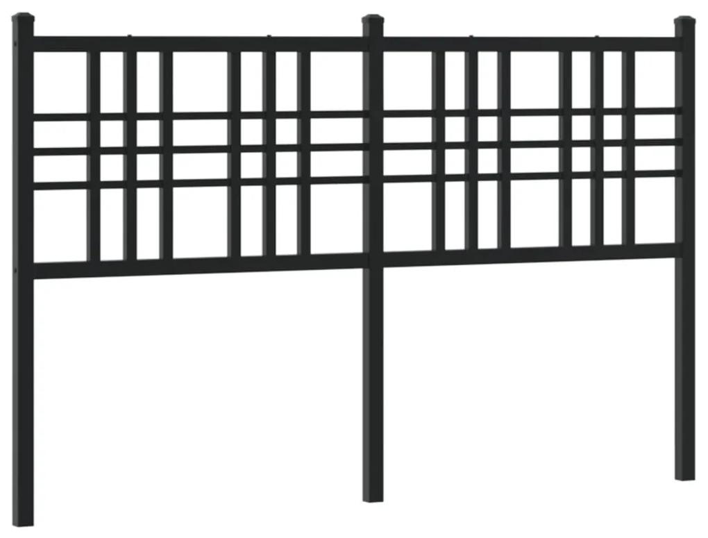 376356 vidaXL Tăblie de pat metalică, negru, 137 cm