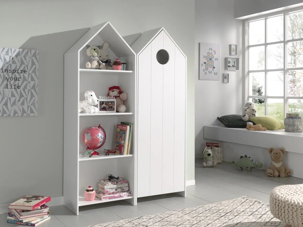 Set 2 Dulapuri pentru Copii Căsuță, Alb, (MDF) – CASAMI – Vipack