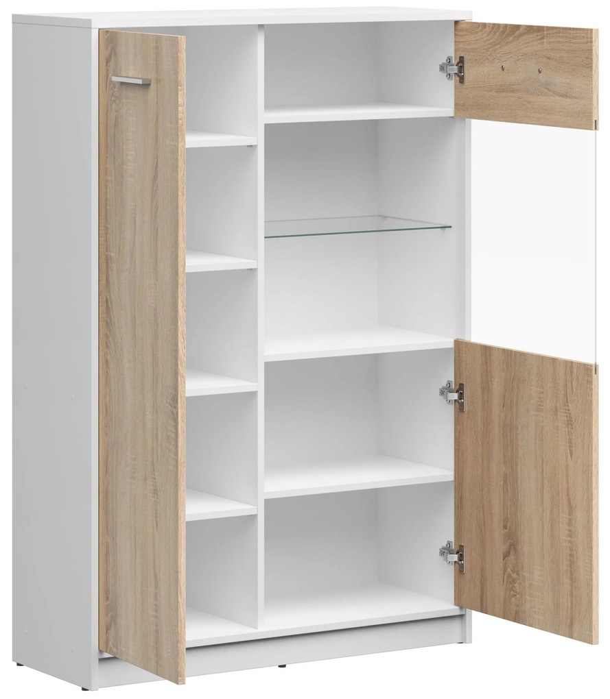 Vitrină Nepo Plus 24 (Alb + Stejar sonoma) . 1100779