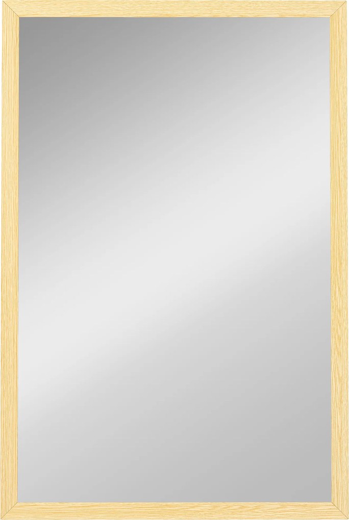 HOMCOM Oglindă murală rectangulară 60 x 40 cm, ramă din lemn natural, ideală pentru baie, living sau dormitor | Aosom Romania
