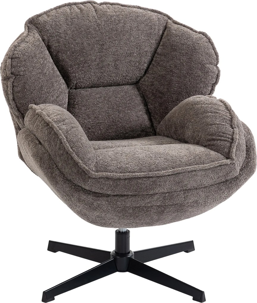 HOMCOM Fotoliu wingback modern, fotoliu cu braţe din catifea cu bază în patru braţe, arcuri în S, funcţie de rotaţie 360°, gri | Aosom Romania