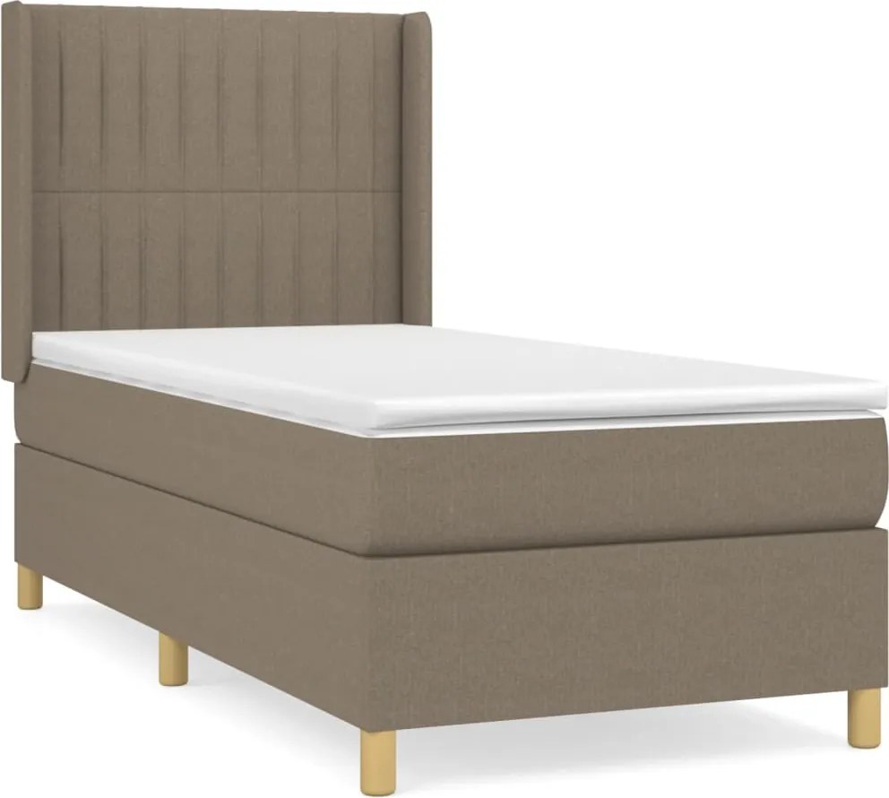 vidaXL Pat box spring cu saltea, gri taupe, 80x200 cm, textil