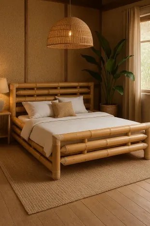 Pat din bambus și rattan, 180x200 cm, „Bali”