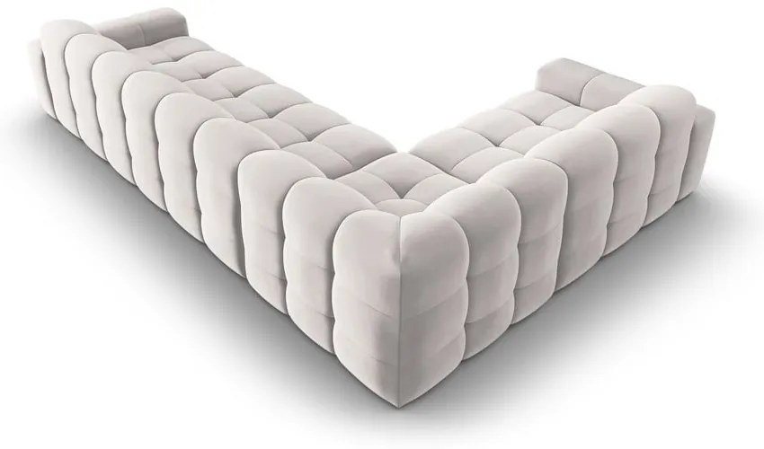 Colțar gri deschis cu tapițerie din catifea (pe partea stângă) Kendal – Micadoni Home