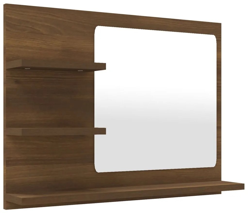 815662 vidaXL Oglindă de baie, stejar maro, 60x10,5x45 cm, lemn compozit