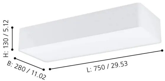 Eglo 99298 - Plafonieră POSADERRA, 3 x E27, 28 W, 230 V