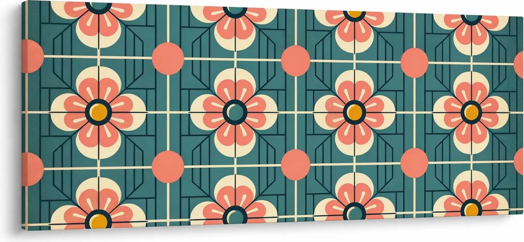 Tablou - Model retro cu flori (120x50 cm)