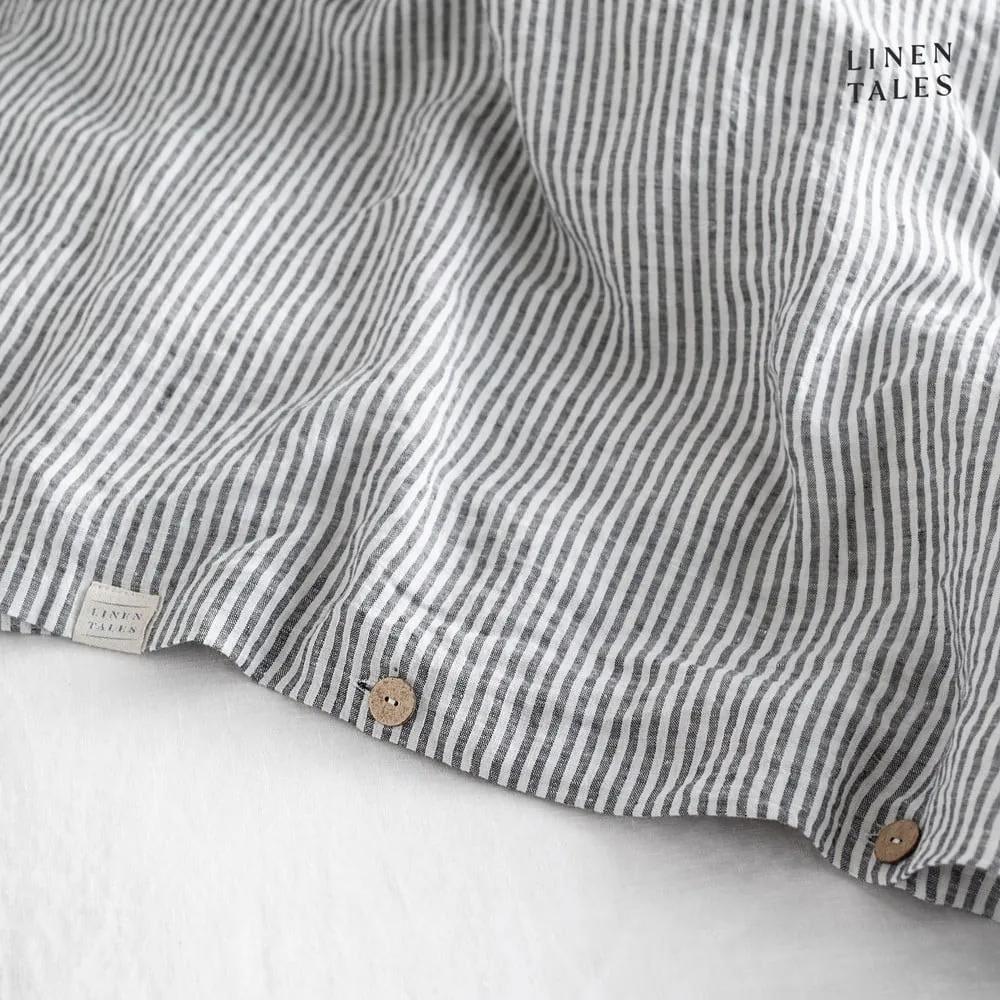 Lenjerie de pat neagră-albă din in pentru pat dublu 200x200 cm – Linen Tales