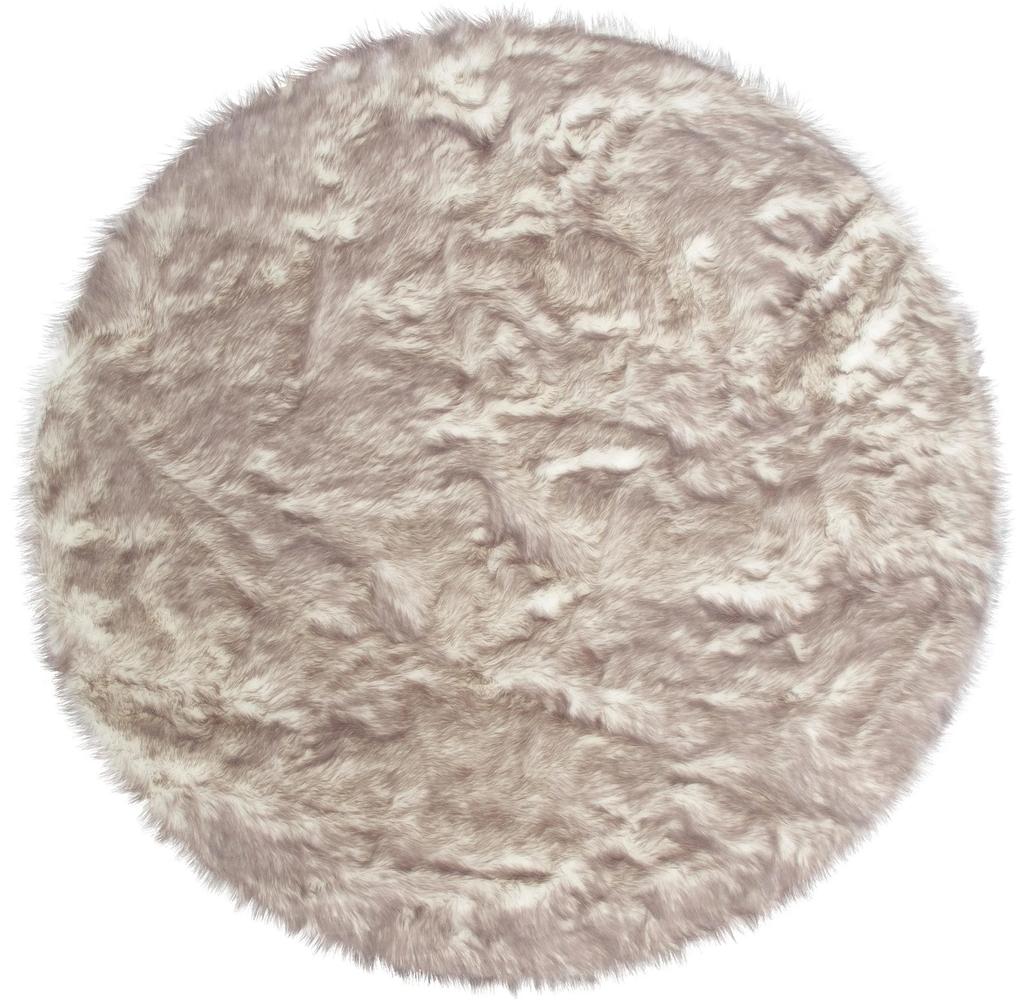 Covor My Home Sammo, blana artificiala, rotund, gri-alb, 140 cm