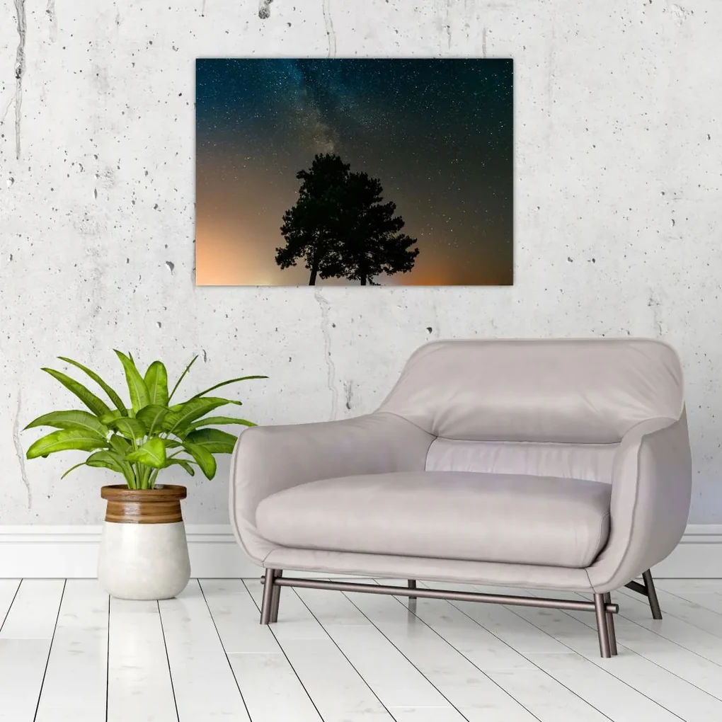 Tablou cu cerul nocturn și copaci (70x50 cm), în 40 de alte dimensiuni noi