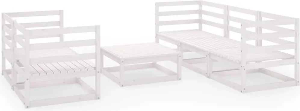 vidaXL Set mobilier de grădină, 6 piese, alb, lemn masiv de pin
