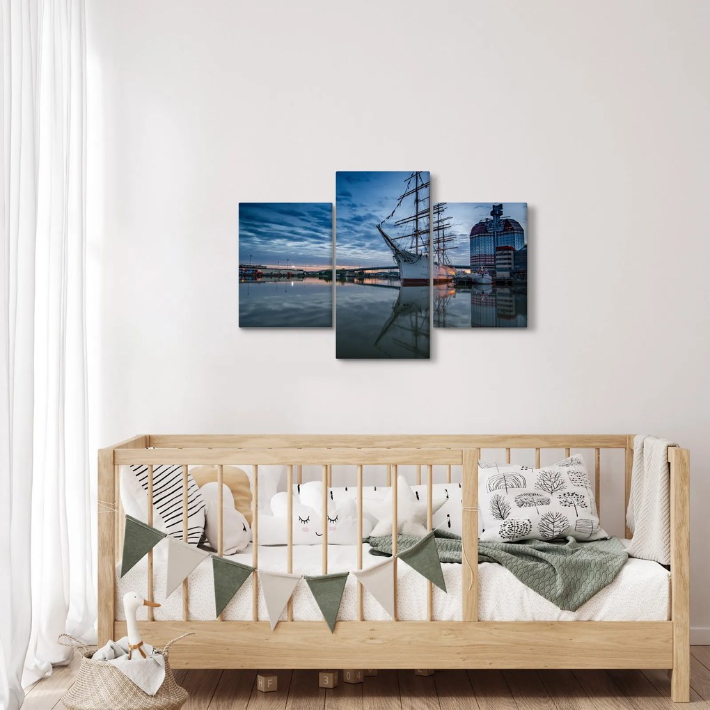 Tablou cu barcă cu pânze (90x60 cm)