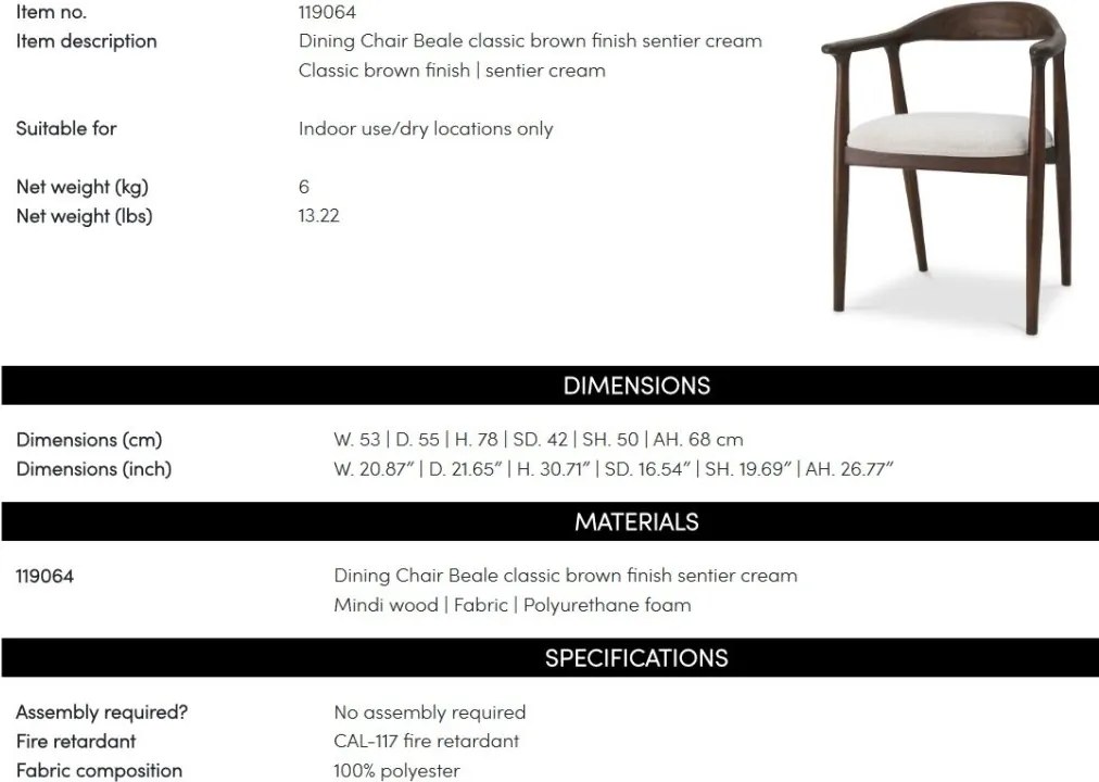 Scaun elegant design LUX Beale maro/ crem