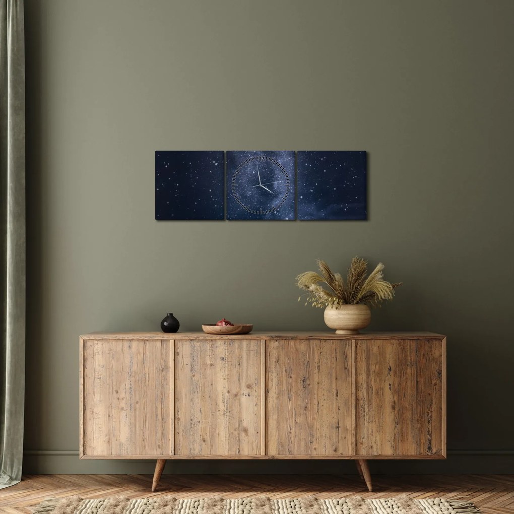 Tablou cu cerul înstelat (cu ceas) (90x30 cm)