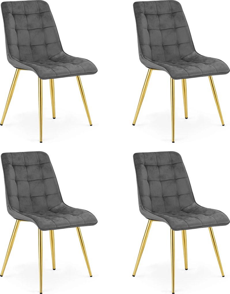 Scaun de masa SPLIT VELVET cu picioare aurii, gri inchis