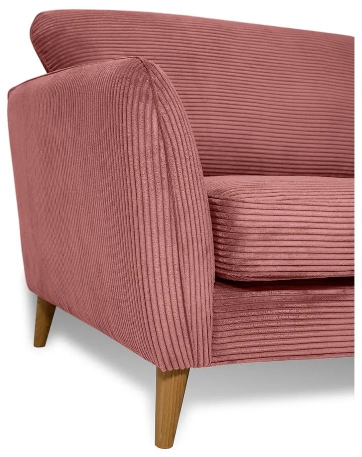 Canapea roz cu tapițerie din catifea reiată 206 cm Paris – Scandic